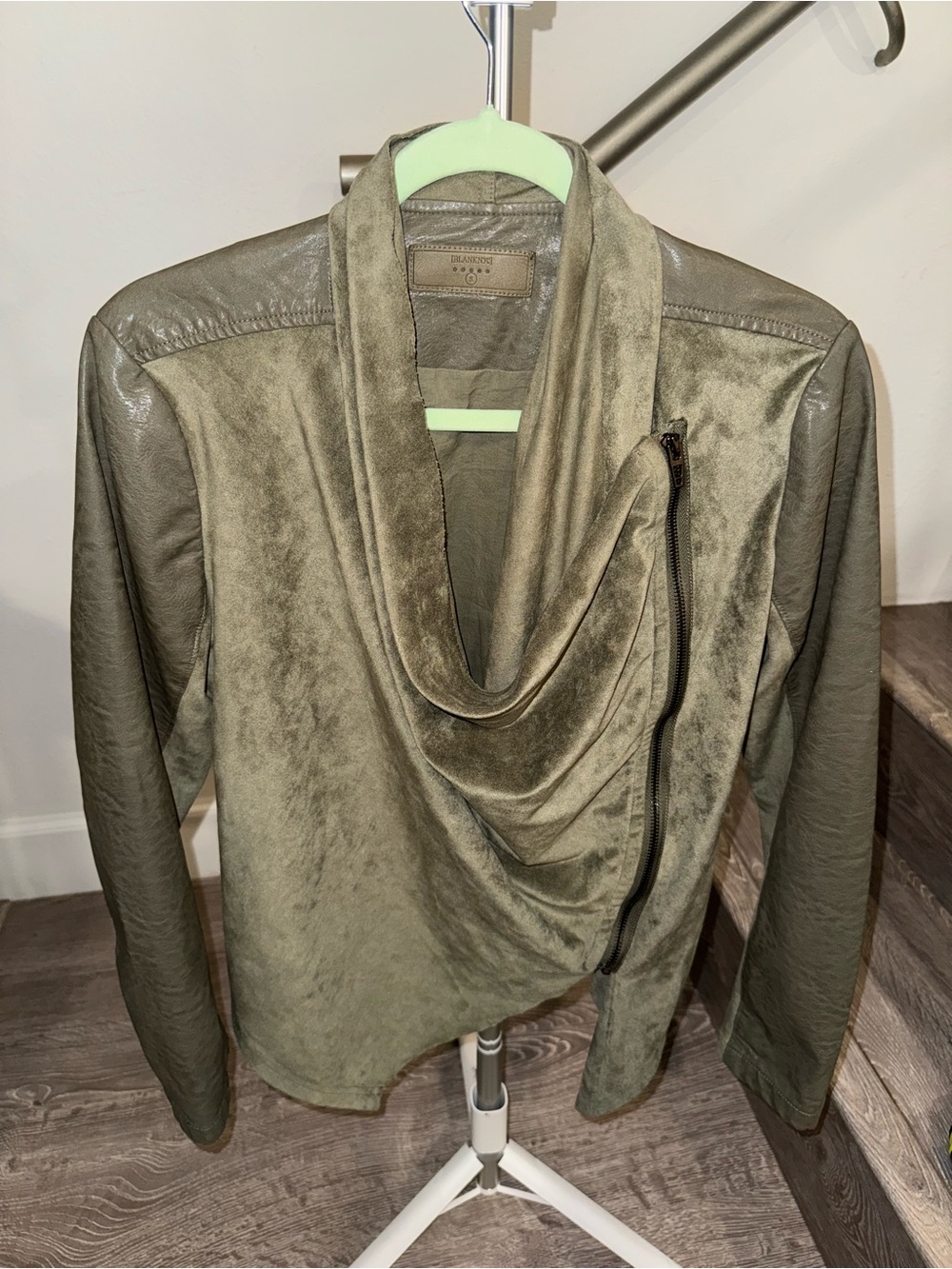 Blank NYC Women’s S Olive Green Draped Utility Jacket Grunge Military Luxury